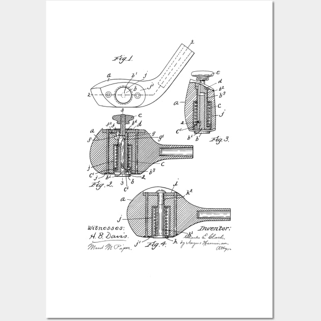 Golf Club Vintage Patent Hand Drawing Wall Art by TheYoungDesigns